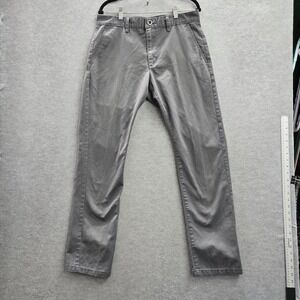 RVCA Men Pants 33 Gray Chino Twill M3307WEP The Week-End Button 31"